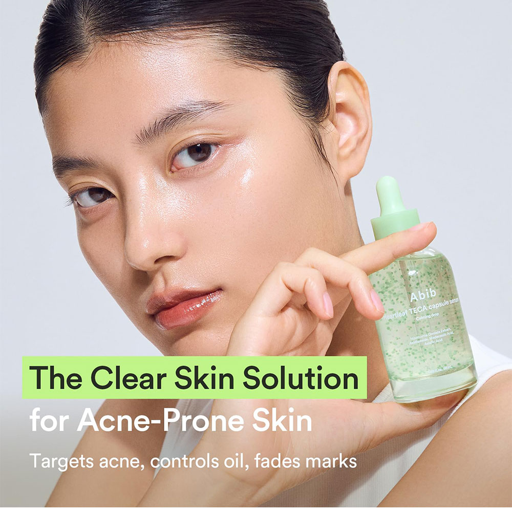 سرم کپسولی هارتلیف TECA ابیب تسکین دهنده و روشن کننده پوست Abib Heartleaf TECA capsule serum Calming drop