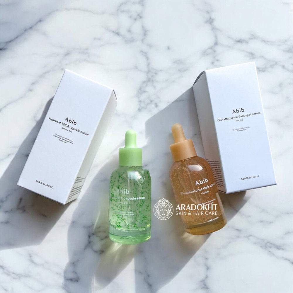 سرم کپسولی هارتلیف TECA ابیب تسکین دهنده و روشن کننده پوست Abib Heartleaf TECA capsule serum Calming drop